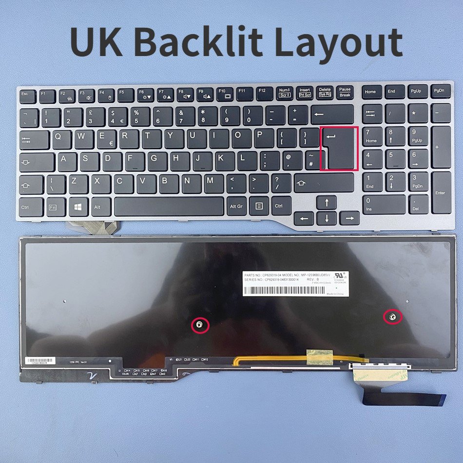UK Backlit Laptop Keyboard For Fujistu E754 Lifebook E557 E753 E756 E554 E556 CELSIUS H730 H760 H770 Series