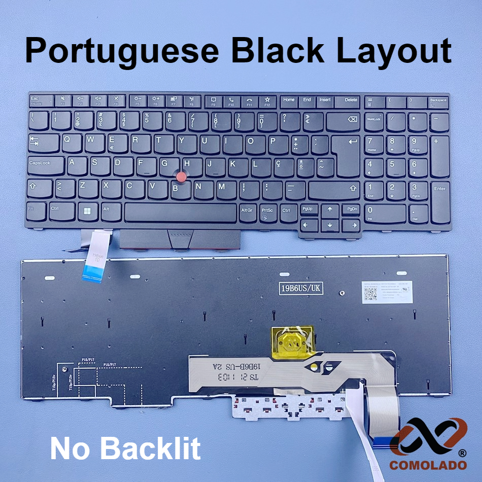 Portuguese Keyboard For Lenovo Thinkpad L15,L15 gen 1,L15 gen 2 With Point Black
