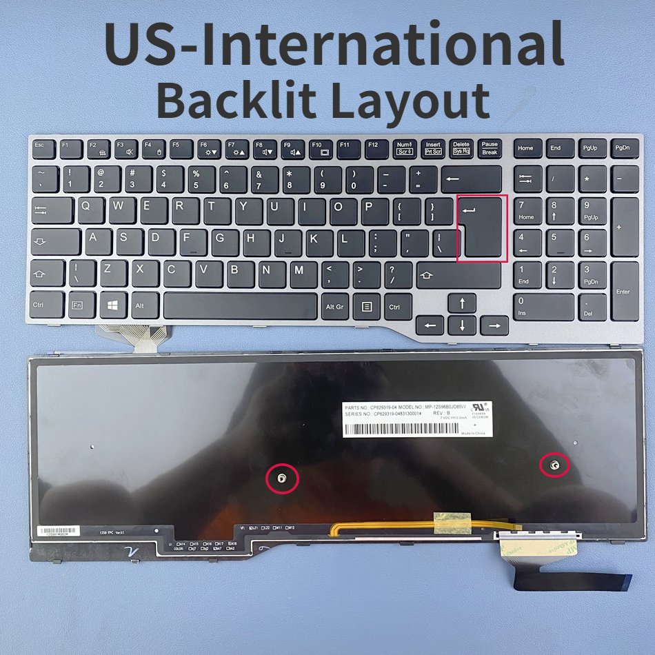 US-INT Backlit Laptop Keyboard For Fujistu E754 Lifebook E557 E753 E756 E554 E556 CELSIUS H730 H760 H770 Series