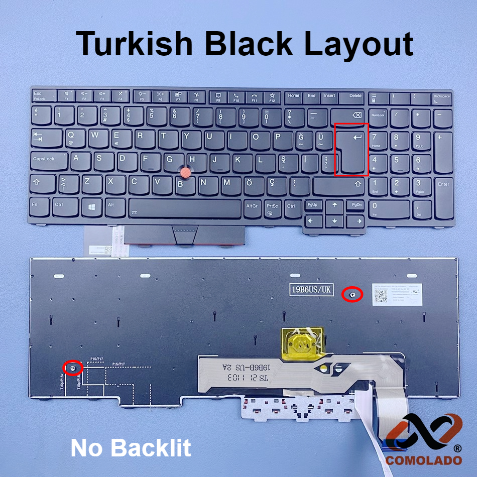 Turkish Keyboard For Lenovo Thinkpad L15,L15 gen 1,L15 gen 2 With Point Black