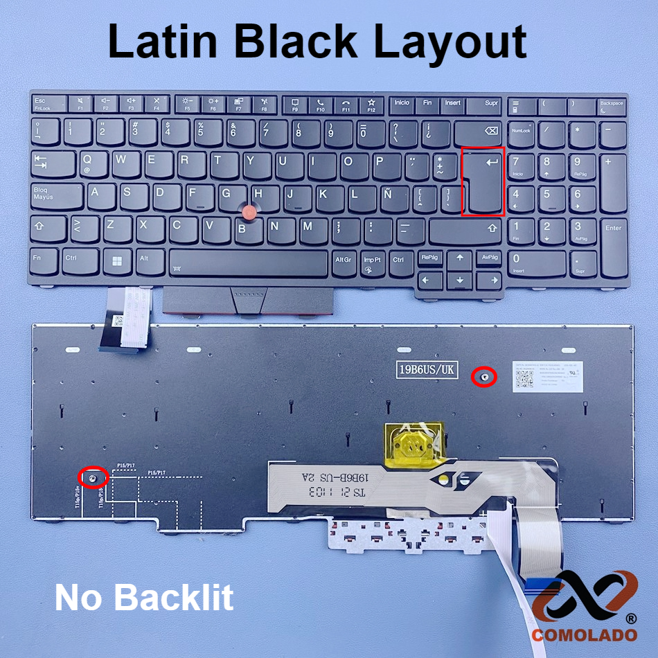 Latin Keyboard For Lenovo Thinkpad L15,L15 gen 1,L15 gen 2 With Point Black