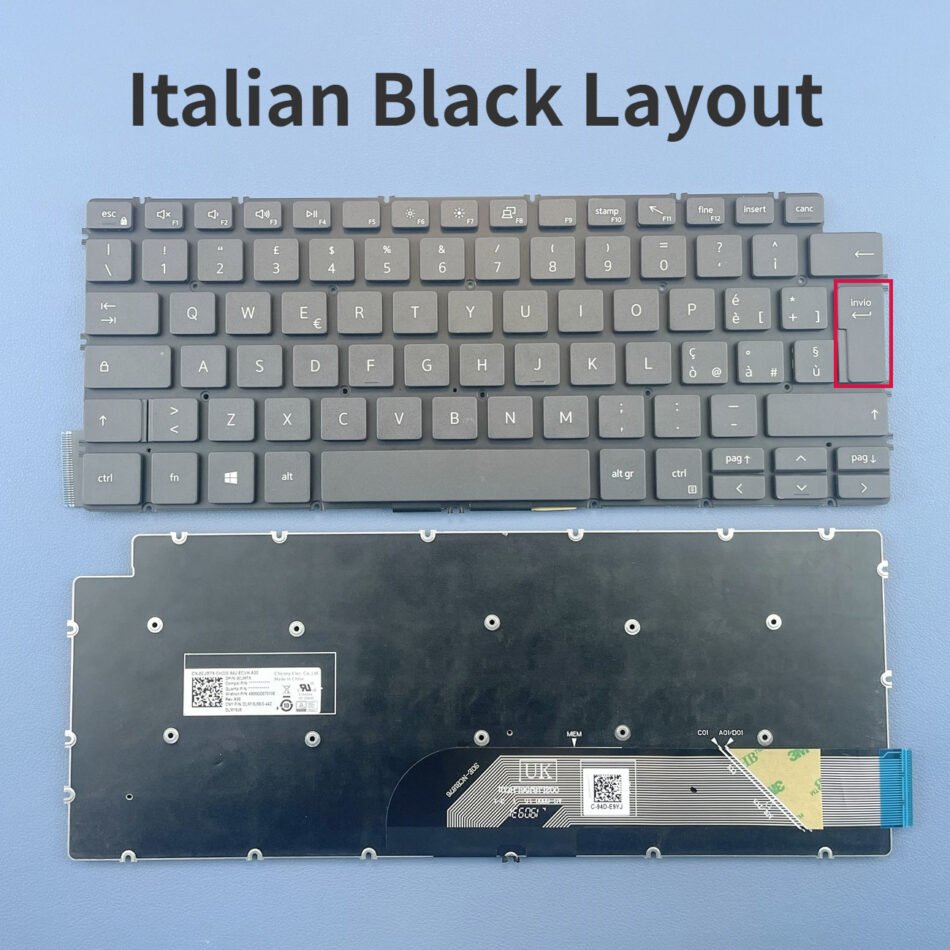 Italian Black Keyboard For Dell Inspiron 13 5390 5391 7390 7391 14 5493 5498 7490 7491 5490 5494 Latitude 3301 3410