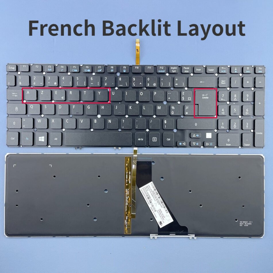French Backlit Azerty Laptop Keyboard for Acer Aspire V5 Series V5-531 V5-531G V5-551 V5-551G V5-571 V5-571G V5-571P V5-571PG V5-531P Series