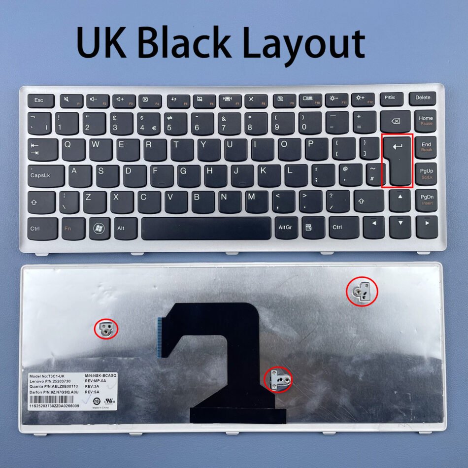 UK Laptop Keyboard For Lenovo IdeaPad U410 U410-IFI U410-ITH Series With Silver Frame