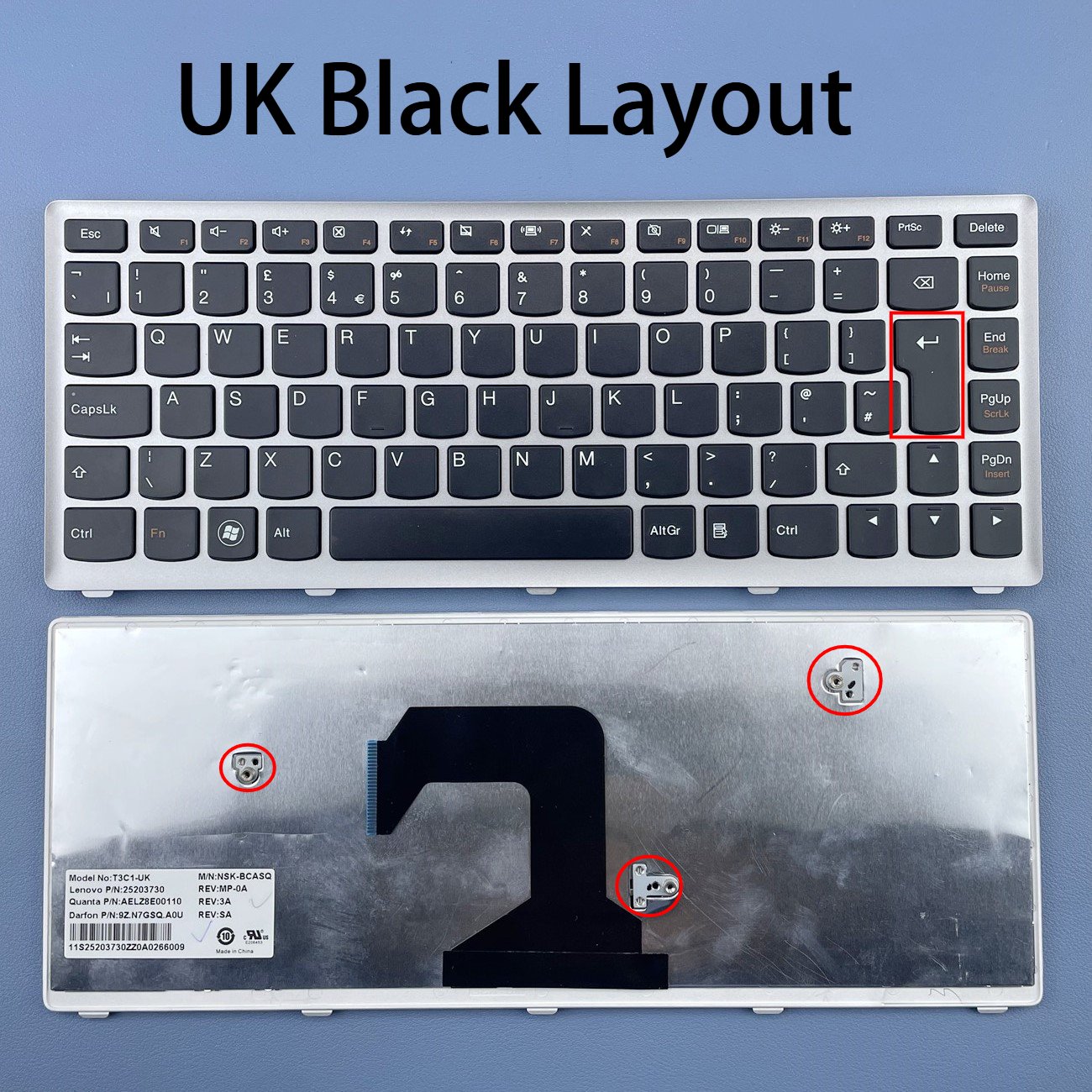 UK Laptop Keyboard For Lenovo IdeaPad U410 U410-IFI U410-ITH Series With Silver Frame