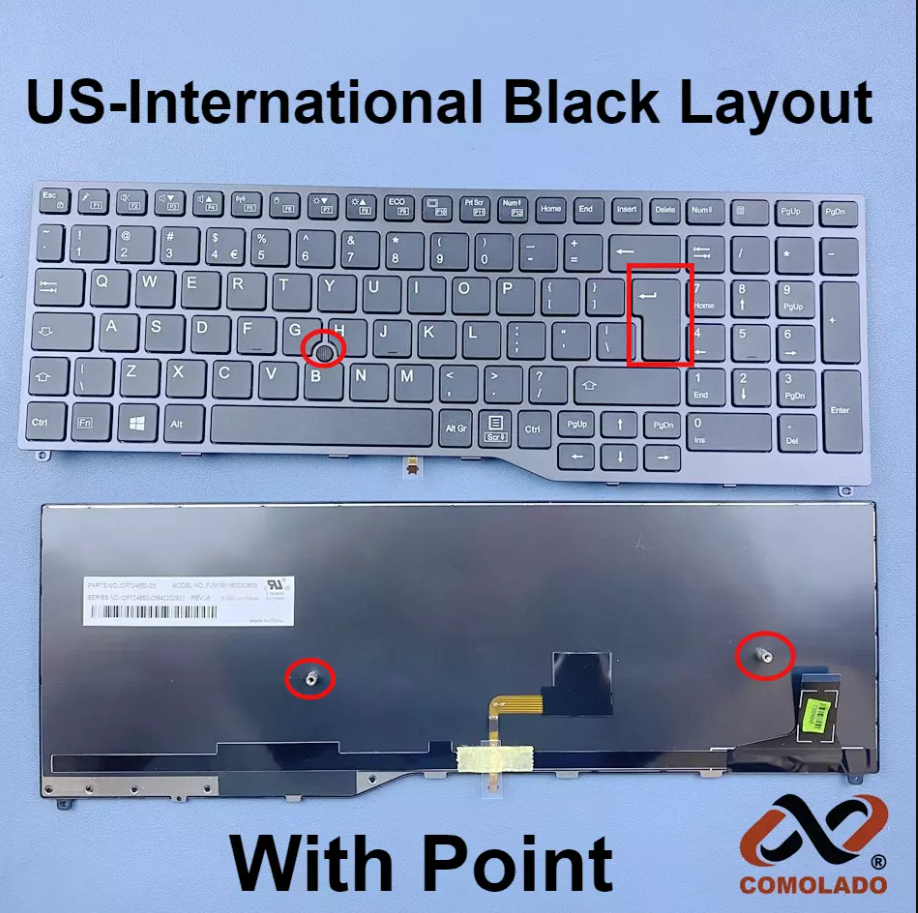 US-Int Laptop Keyboard For Fujitsu Lifebook U757 U758 U759 E558 E559 E458 E459 Series