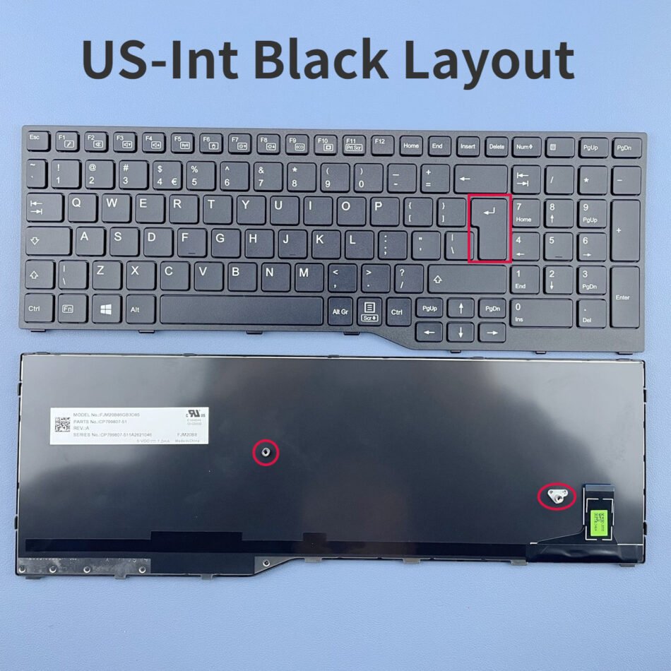 US-INT Black Keyboard For Fujitsu LifeBook A3510 A3511 FJM20B86GB3D85 CP799807-51 US-I Layout