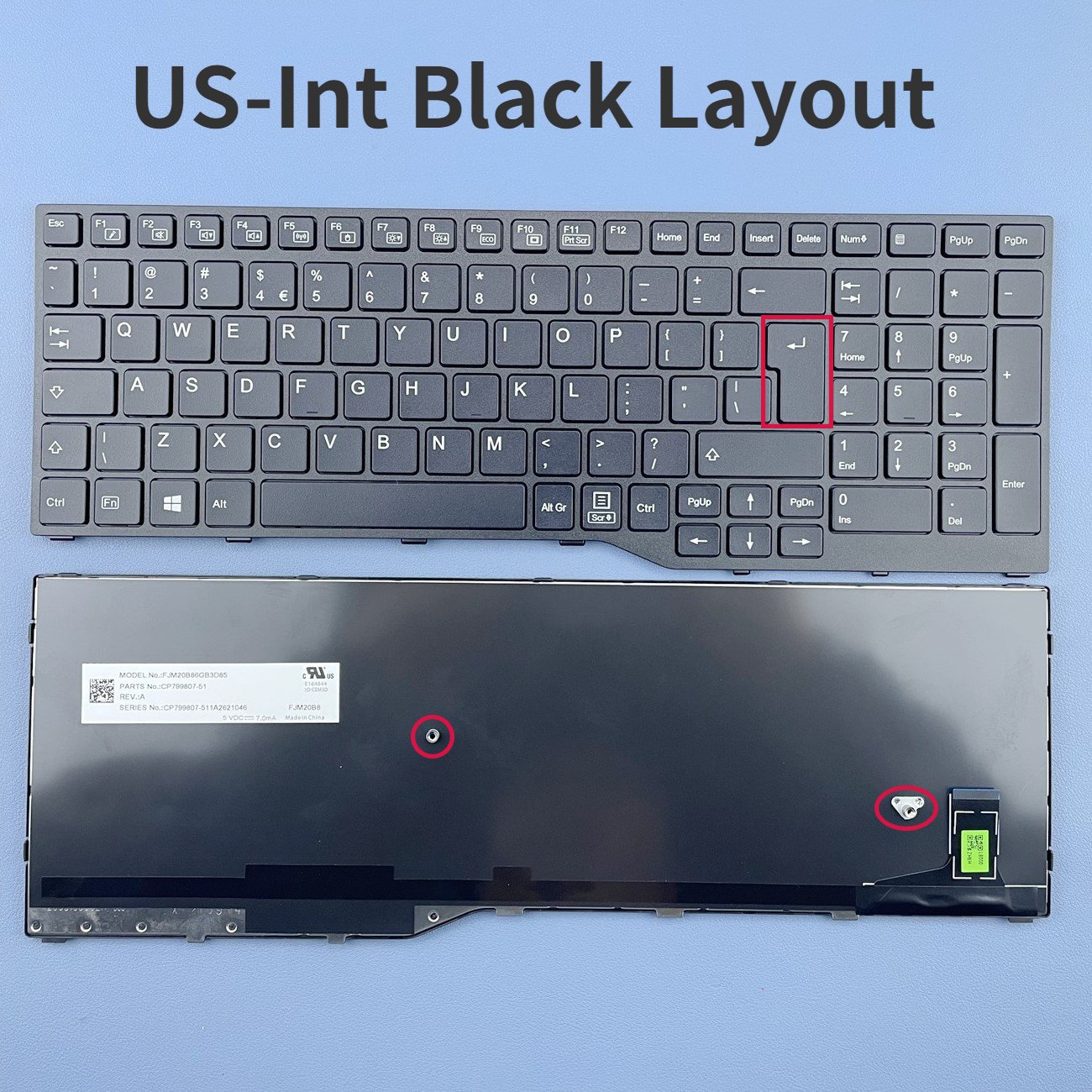 US-INT Black Keyboard For Fujitsu LifeBook A3510 A3511 FJM20B86GB3D85 CP799807-51 US-I Layout
